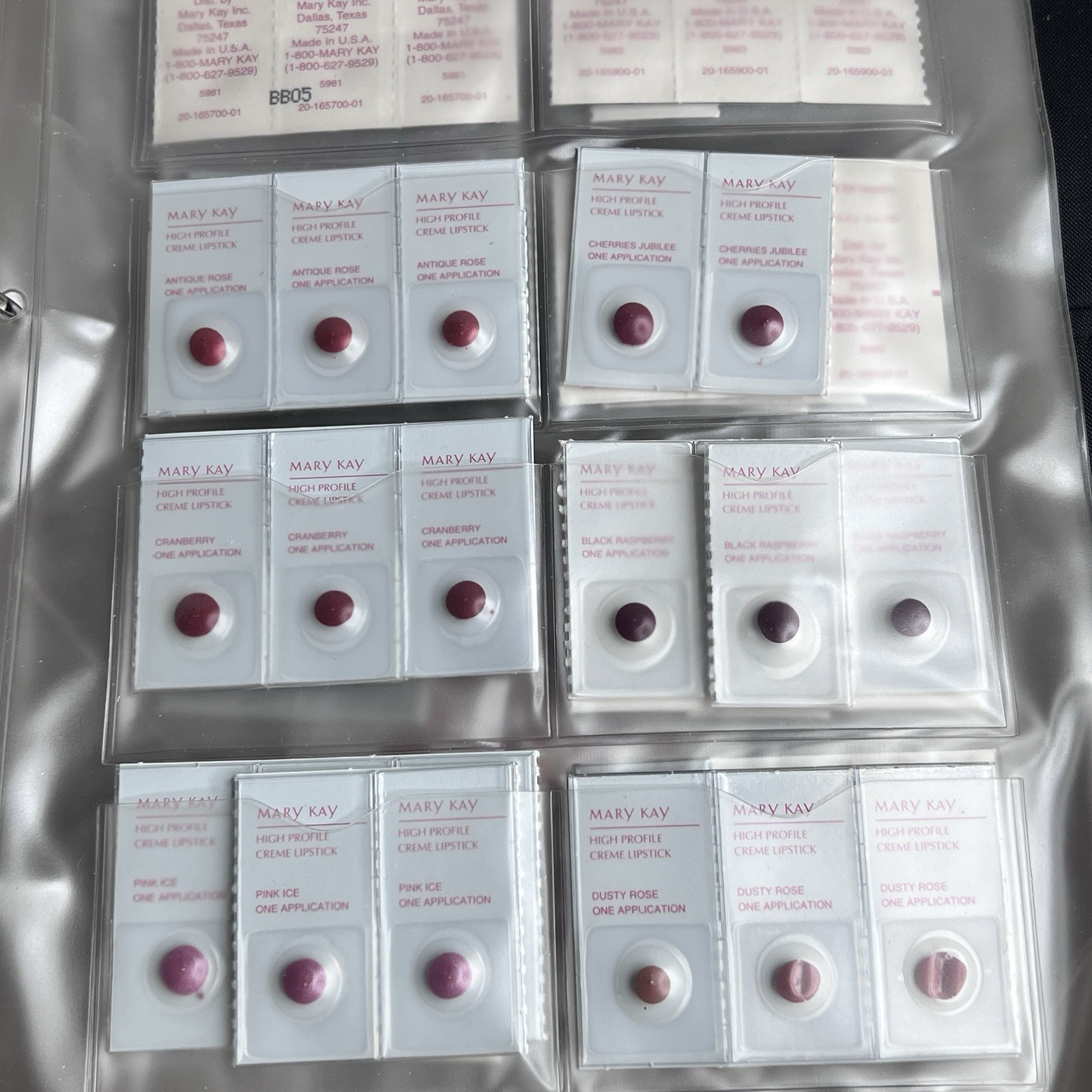Mary Kay Samples-Foundation, Eye Colors, Cheek Colors, Lipstick in Zipper Binder
