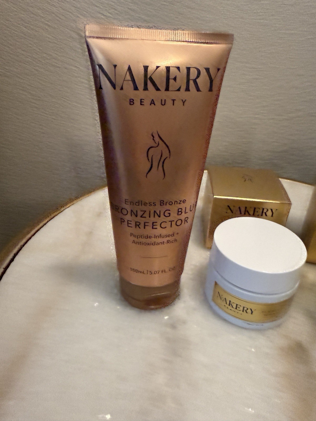 NAKERY Skincare Beauty Bundle, Full Size, Bronzer, Firming Serum, Wrinkle Cream