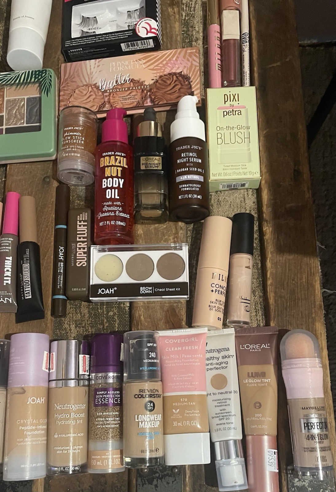 Huge makeup lot 60+ items Revlon Elf Neutrogena Nyx Milani Pixi L’Oréal Joah
