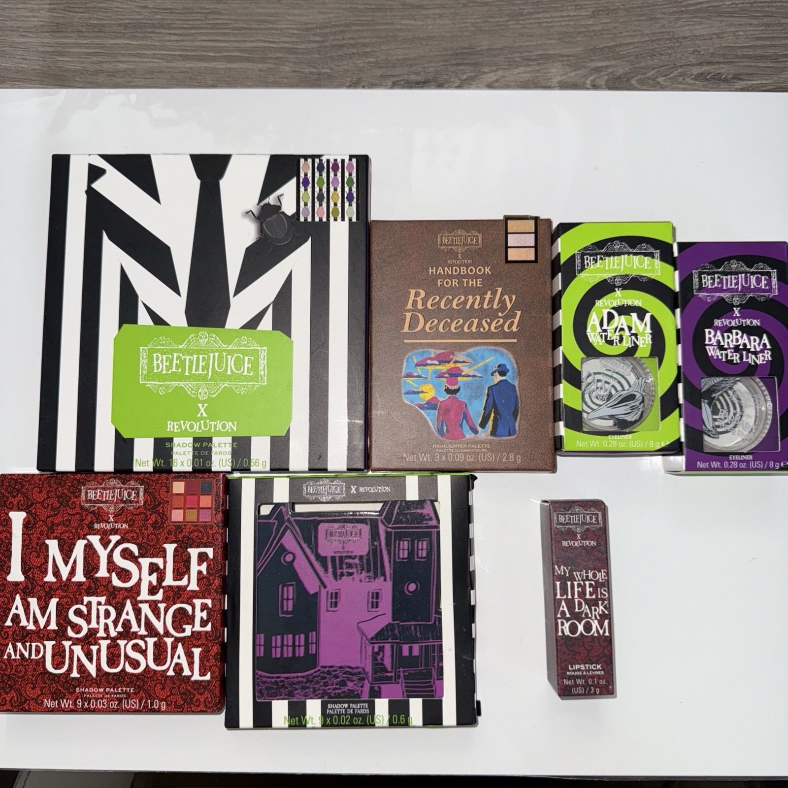 Beetlejuice X Revolution Makeup Lot Of 7 Palettes Liners Lipstick NEW HTF RARE