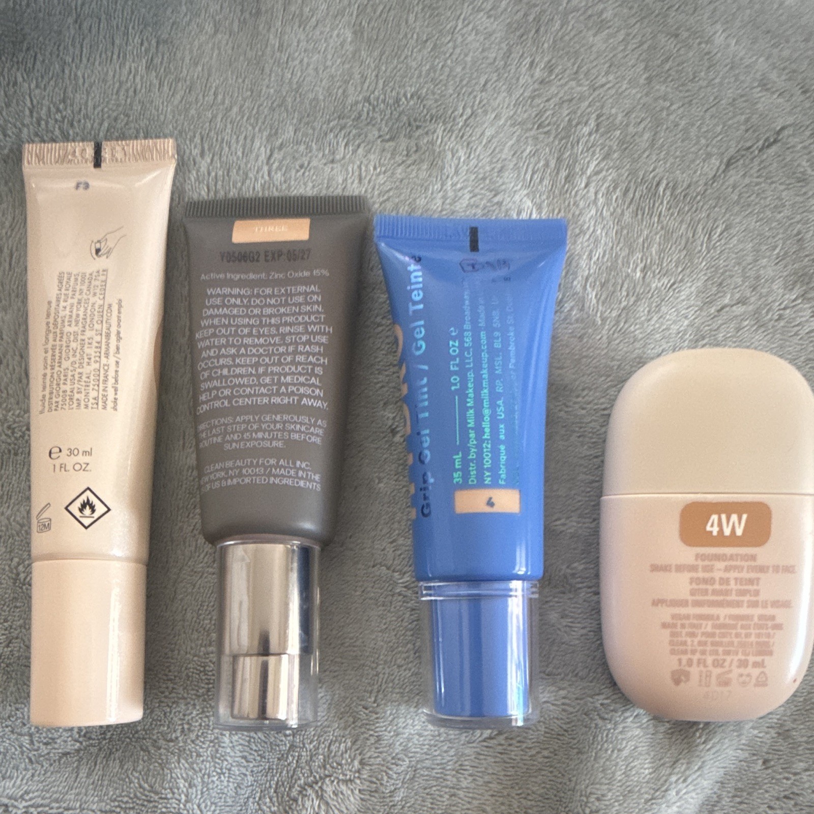 Mixed Brands Vegan Skin Tint & Foundation Lot: Armani, Saie Slip Tint, Milk Grip