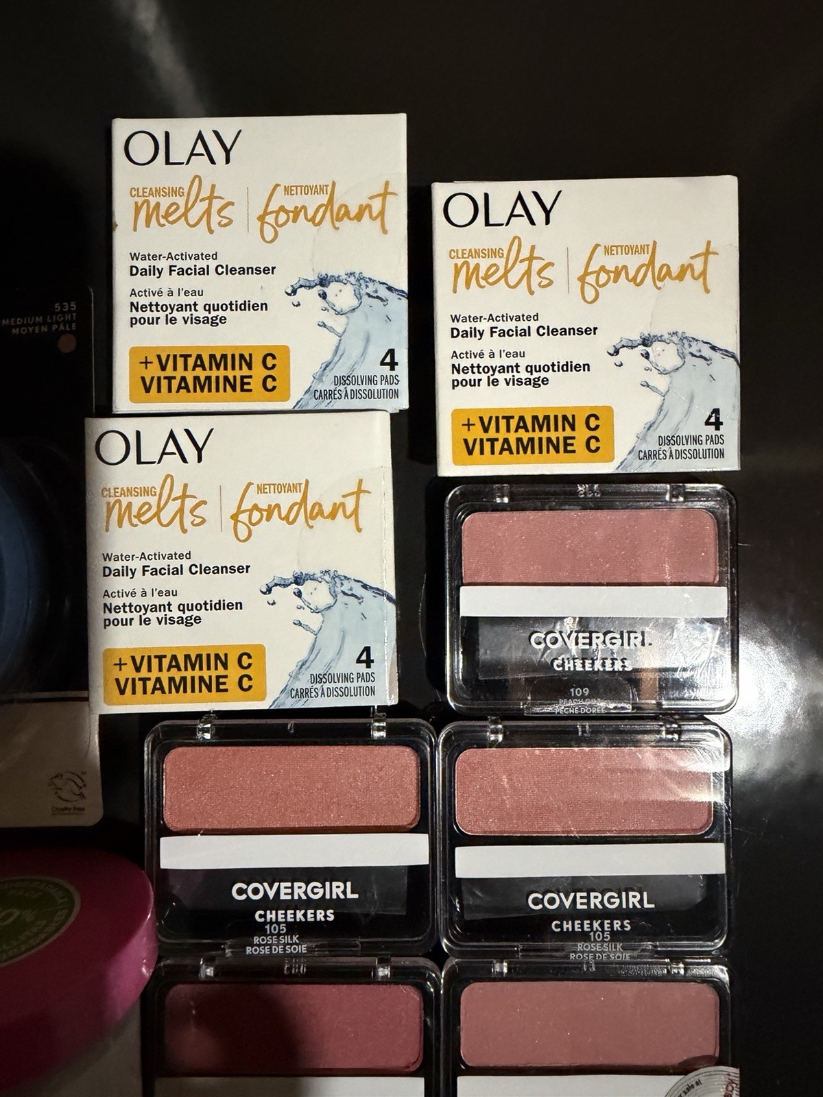 Assorted Lot of 10: Covergirl Clean Matte Powder, Cheekers Blush, Olay Melts