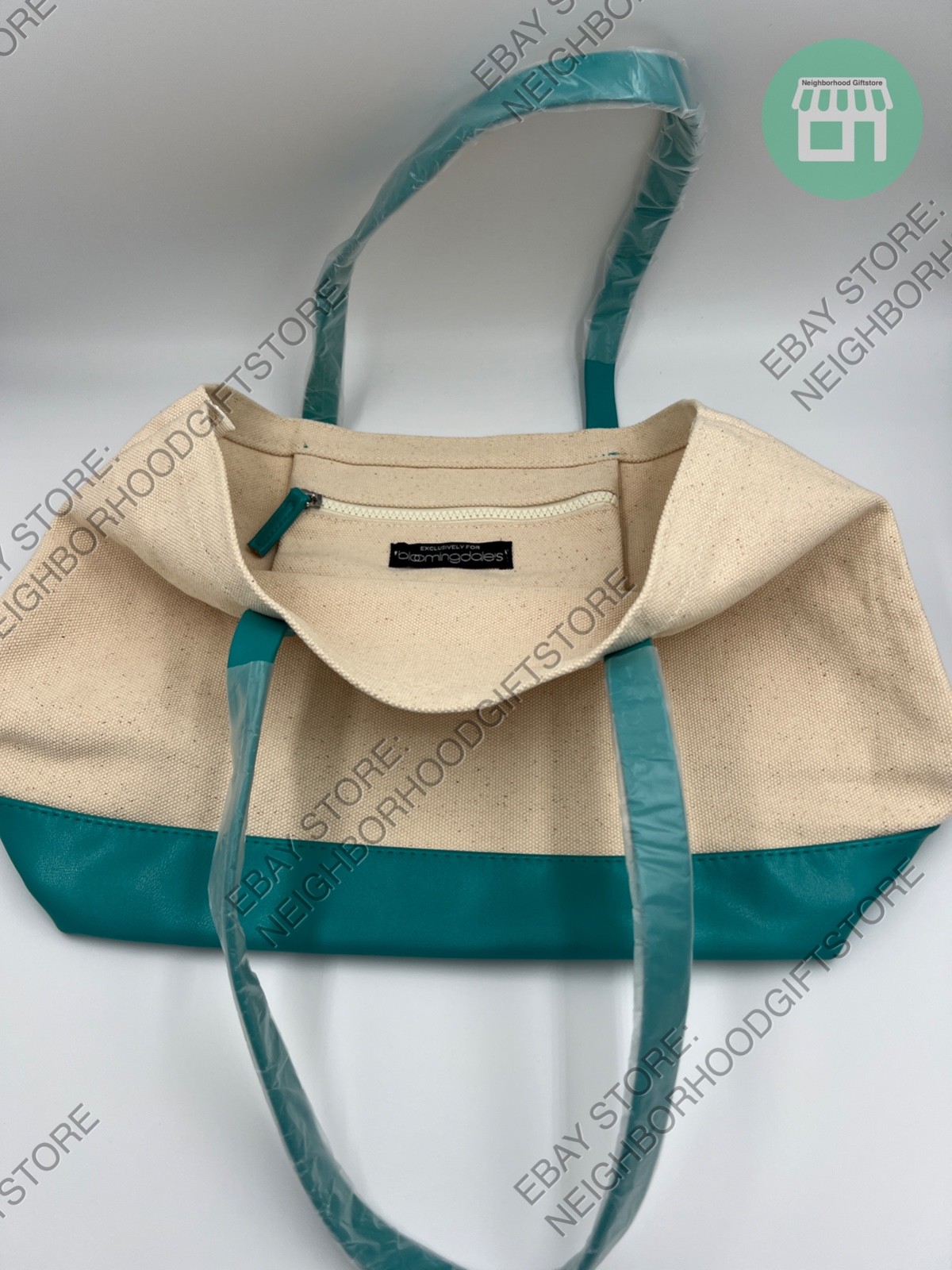 Bloomingdale Tote Bag CREAMY BEIGE LARGE Size 16″x10″x6.5″ NEW PICTURES.