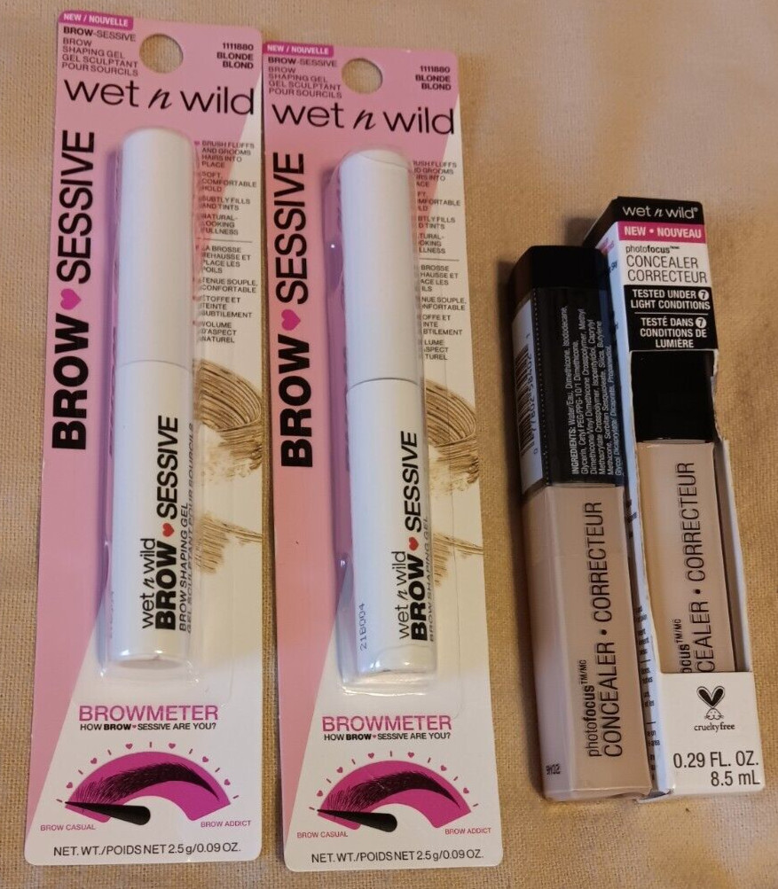 Wet n Wild Lot Blonde Brow Gel Light Ivory Fair Beige Photofocus Concealer Wand