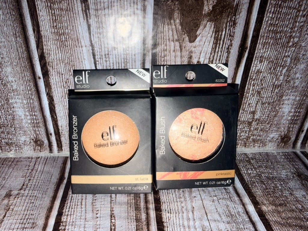e.l.f. Baked Bronzer St Lucia + Baked Blush Pinktastic NEW Sealed Retired Makeup