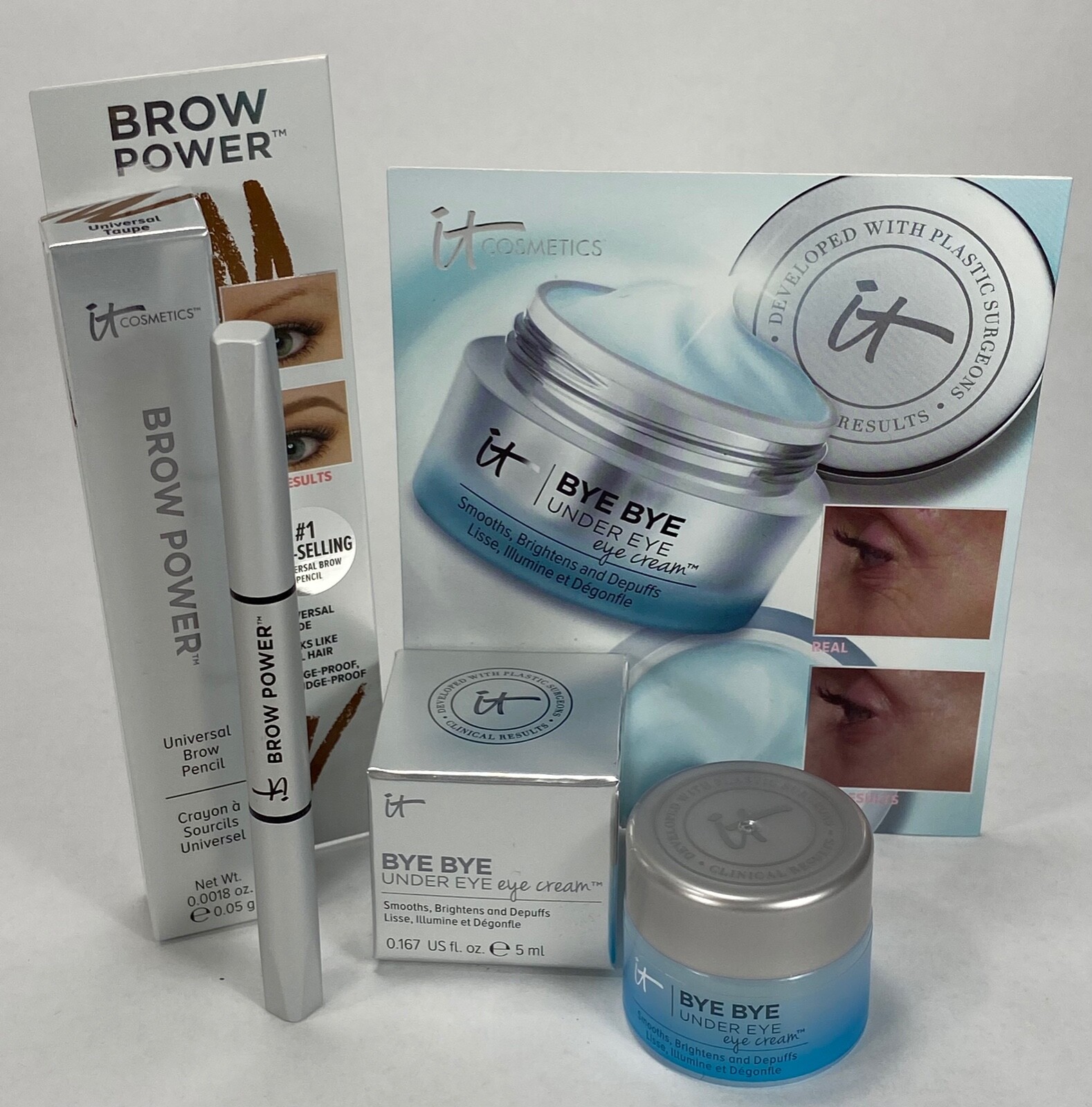 Makeup Lot IT Cosmetics Brow Power Universal Taupe & Bye Bye Under Eye Cream NIB