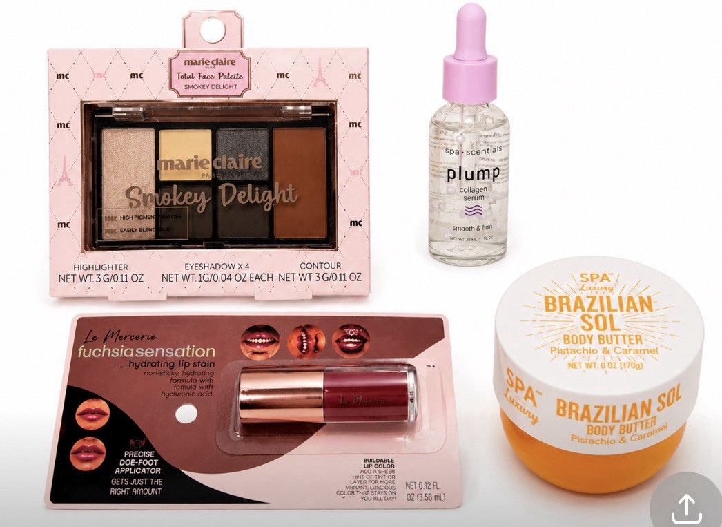 Assorted Beauty Bundle – Marie Claire Smokey Delight Palette, Serum, Body Butter