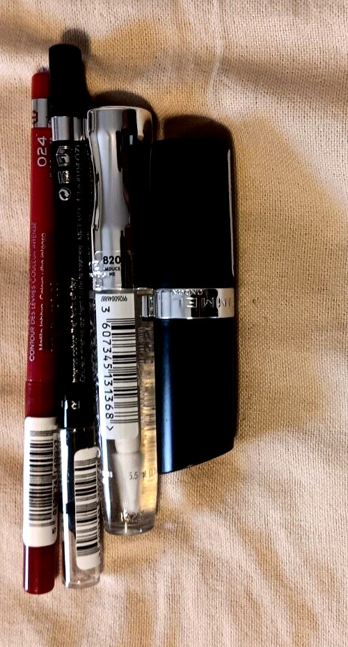 Rimmel London Lot Berry Lipstick Clear Lip Gloss Black Eye Red Diva Lip Liner