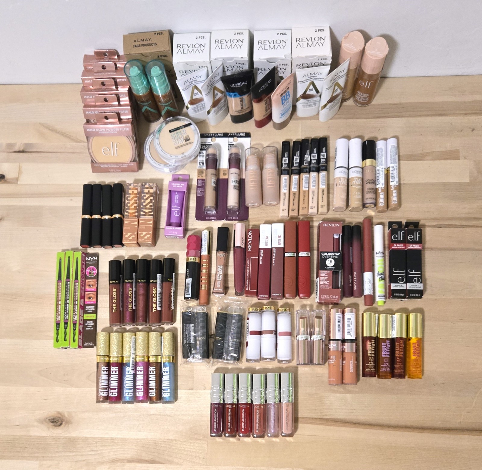 100 Pc Mixed Makeup Wholesale Lot – Revlon Elf Maybelline L’Oreal Milani Nyx