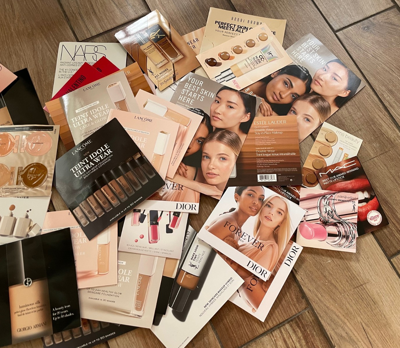 14 X Mix Foundation Concealer Sample Cards Tilbury Bobbi Armani Dior Lancome