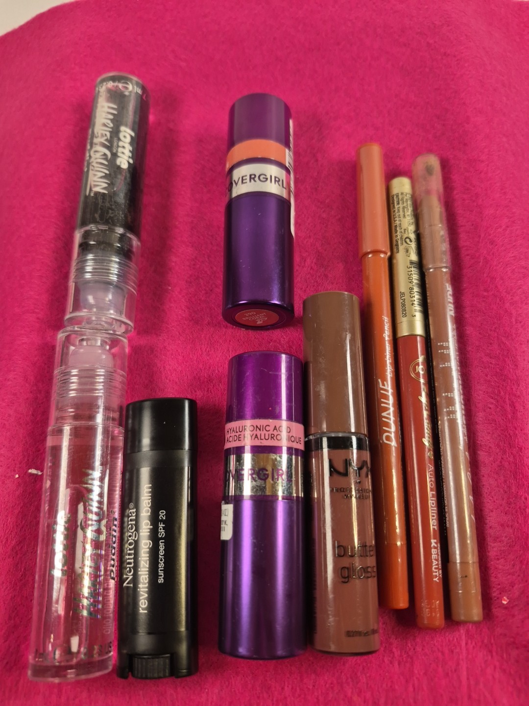 Mixed Makeup Lot Lip Gloss Lip Balm Lip Liner Covergirl NYX Neutrogena LA Girl