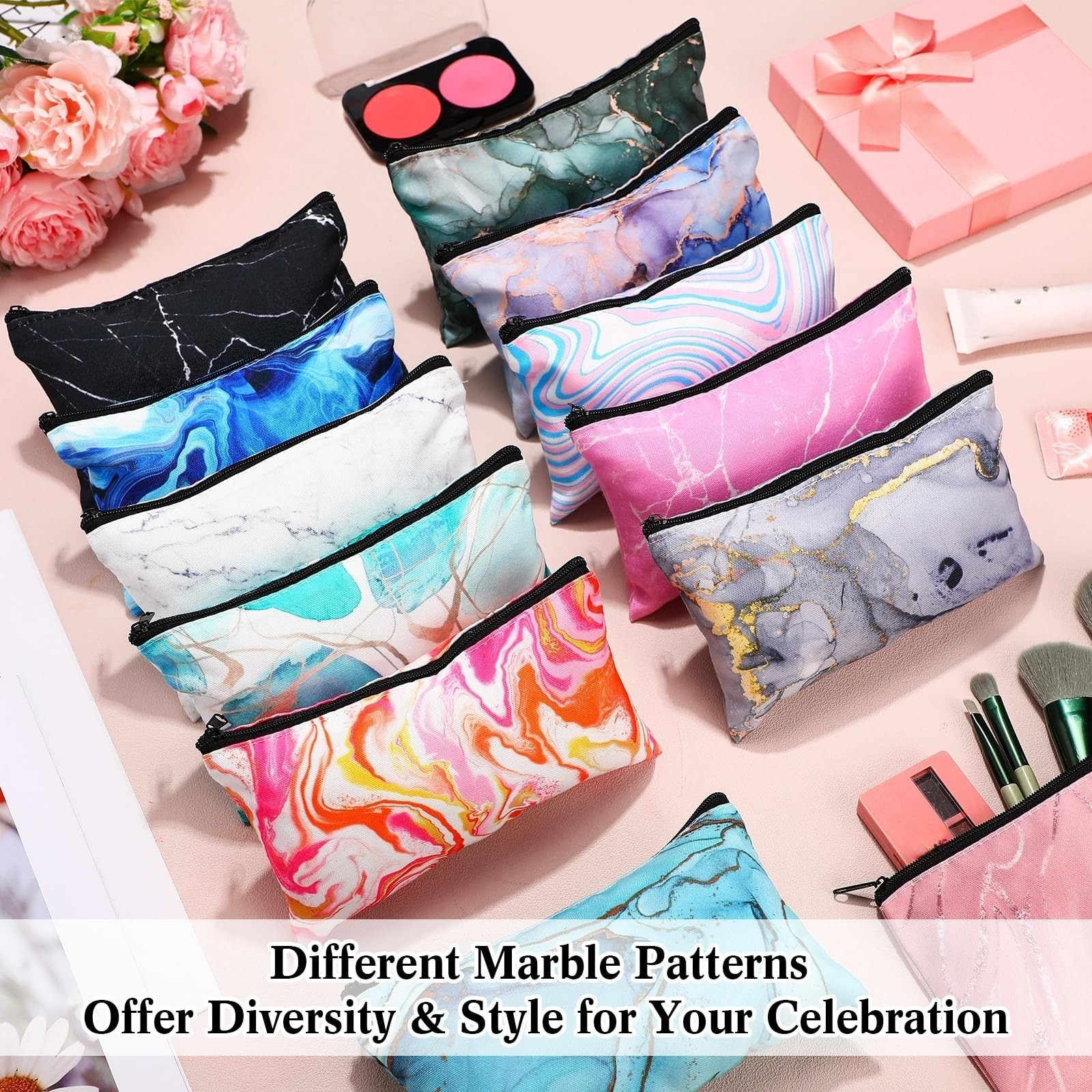 24 Pieces Makeup Bags Bulk Canvas Cosmetic Bags Purse Organizer Zipper Cosmet…