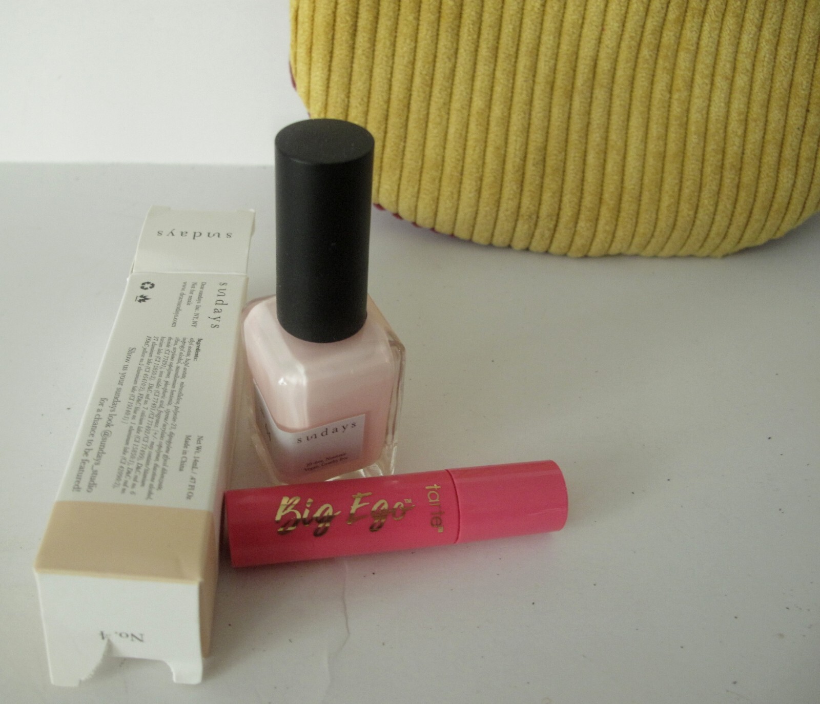 Ipsy Sept 2020 Two Color Fall Corduroy Cosmetic Makeup Bag w/ Mascara & Polish