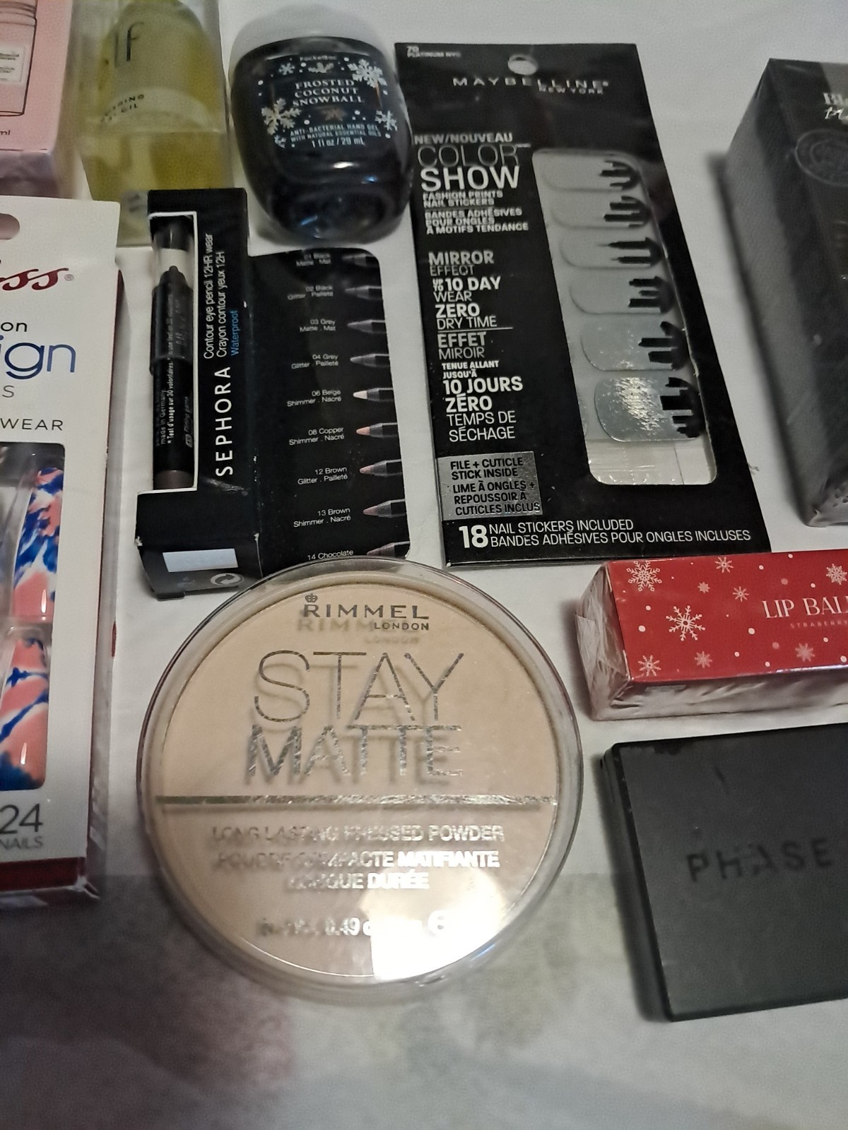 Beauty Cosmetics Large Lot Of 14 Skin Nails Eyeshadow Powder NIP elf Rimmel B&B