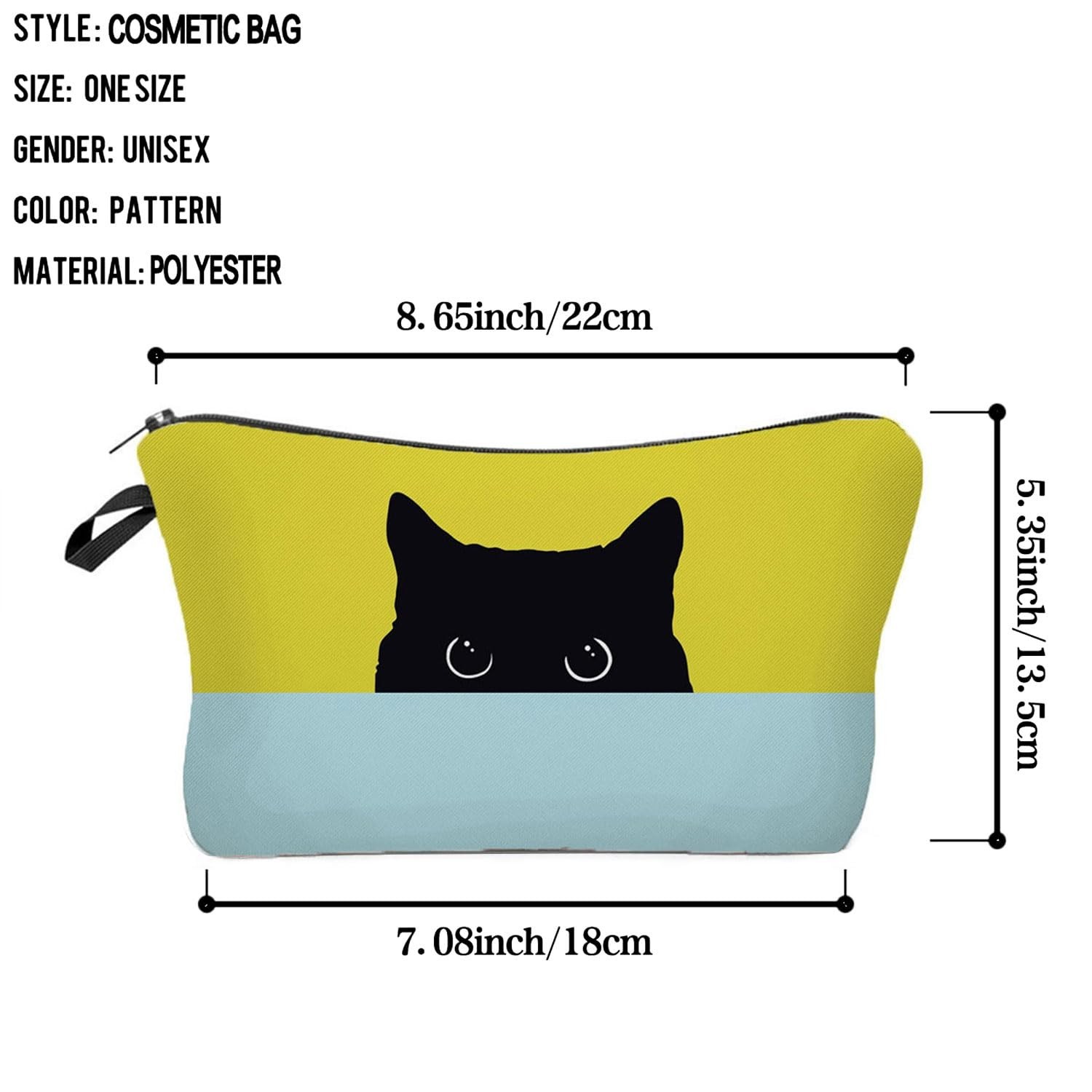 Kitten Gifts Black Cat Makeup Bag Cute Makeup Organizer Bag Travel Toiletry Z…