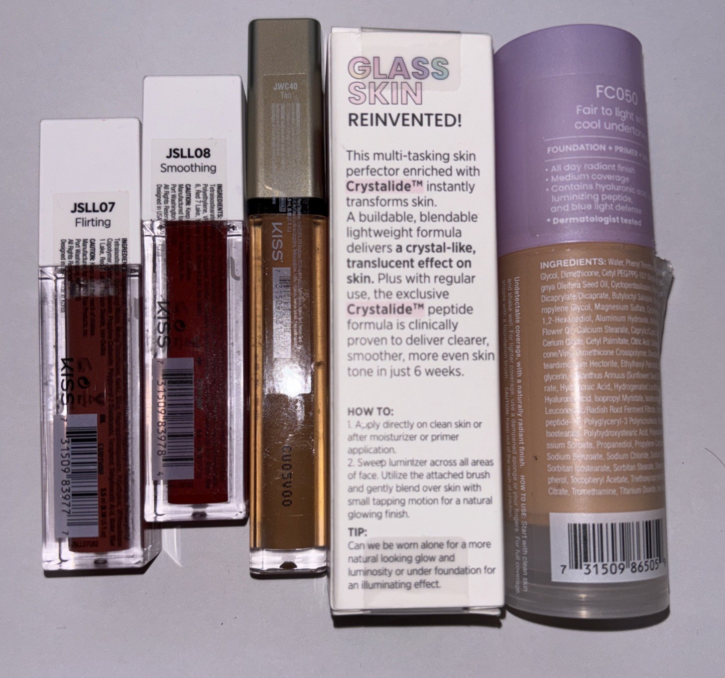 5 Piece JOAH Bundle – Lip Color, Foundation, Tinted Luminizer. See Description
