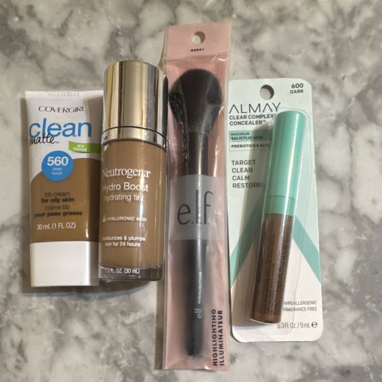 COVERGIRL, Neutrogena, e.l.f., Almay Makeup Lot Hydrating Tint, Concealer, Brush