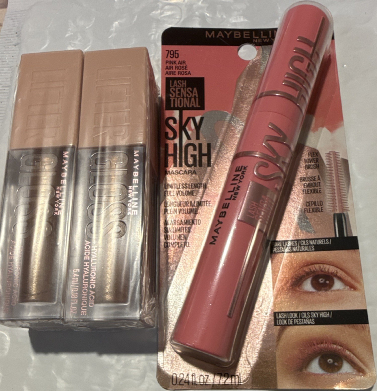 Maybelline New York Gloss Hyaluronic Acid & Sky High Mascara Mixed Lot