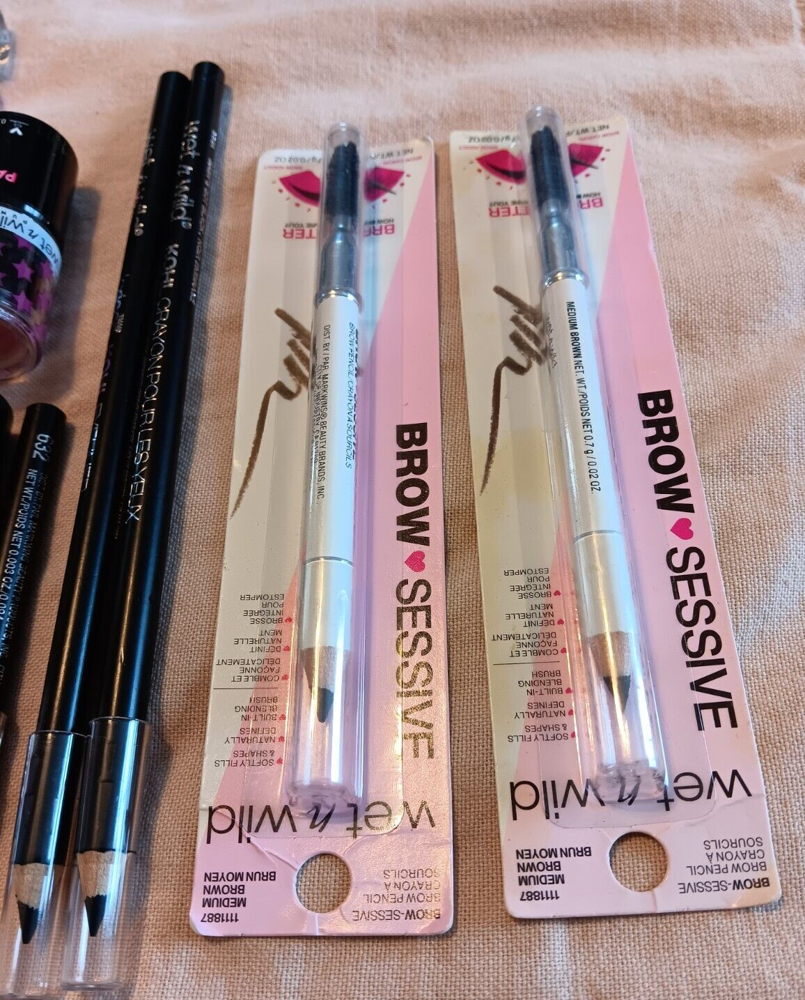 Wet n Wild Lot Medium Brown Brow Sessive Eye Pencil Eyeshadow Blush Lipstick