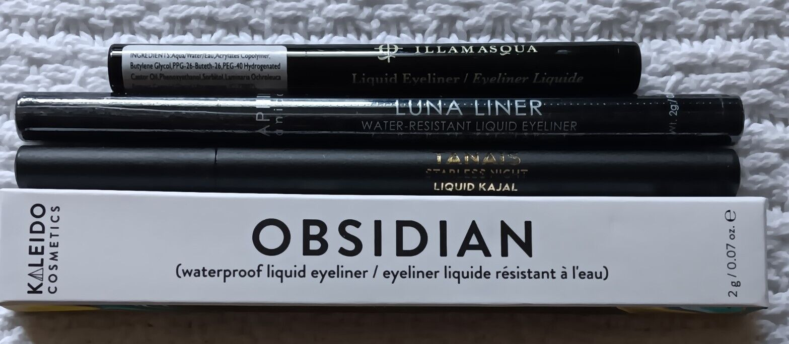 Obsidian Tanais Seraphine Illamasqua Botanicals Luna Black Eyeliner Lot Full Sz