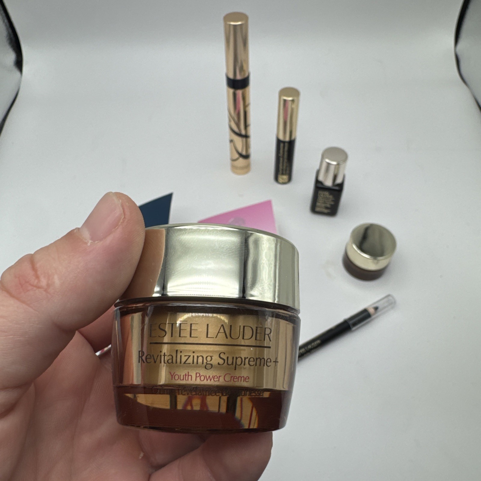 Lot of 10 Assorted Beauty Items/perfume (YSL, Versace, Estēe Lauder)