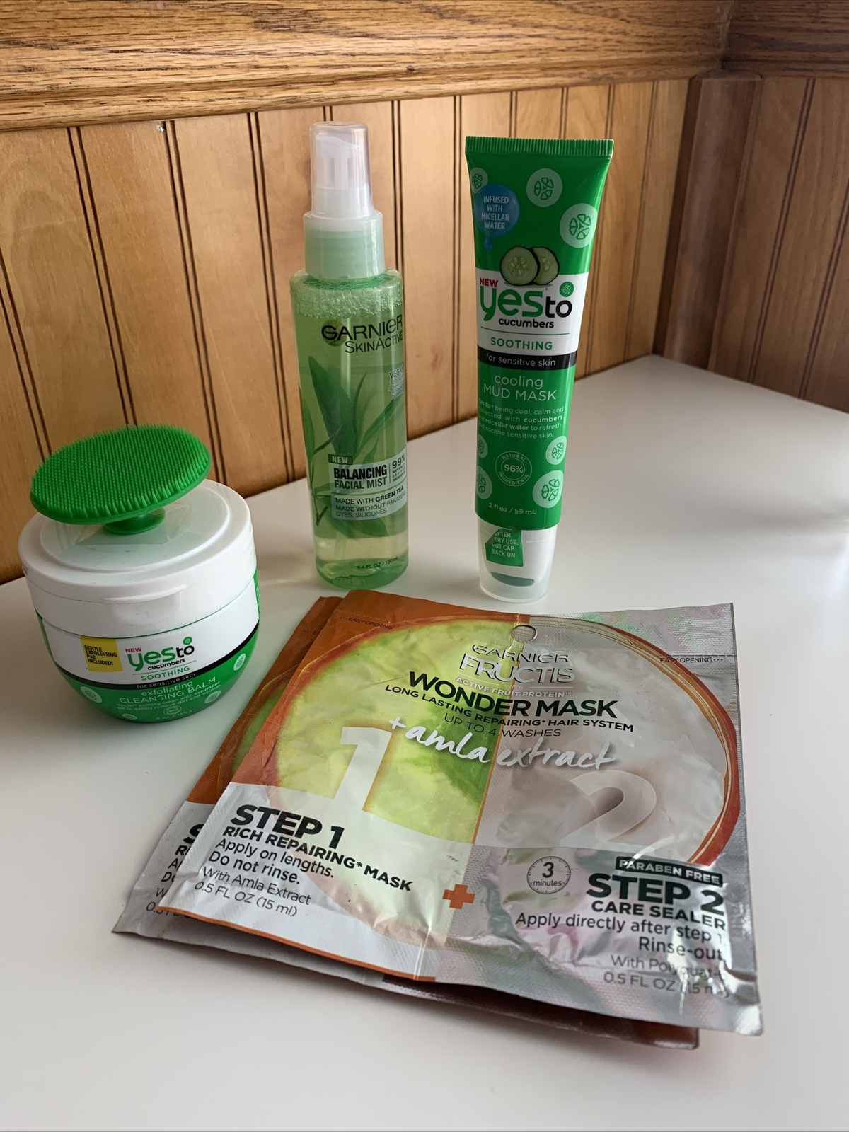 6 Items! Skin Care And Hair Care! Yes To Cucumbers And Garnier Mist And Hair Mas