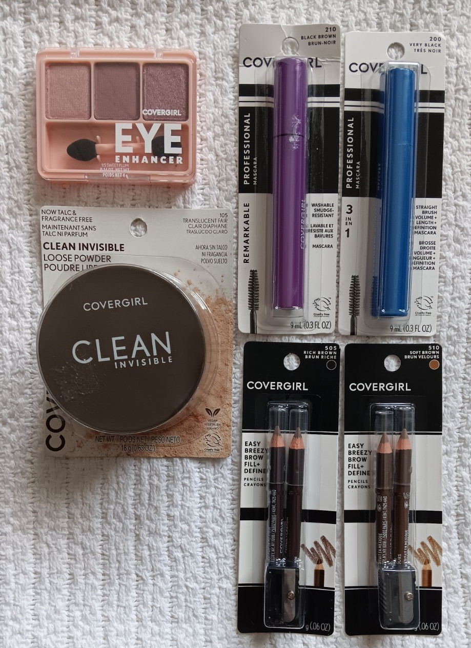 Covergirl Fair Powder Very Black Brown Mascara Soft Brown Pencil Eyeshadow Lot