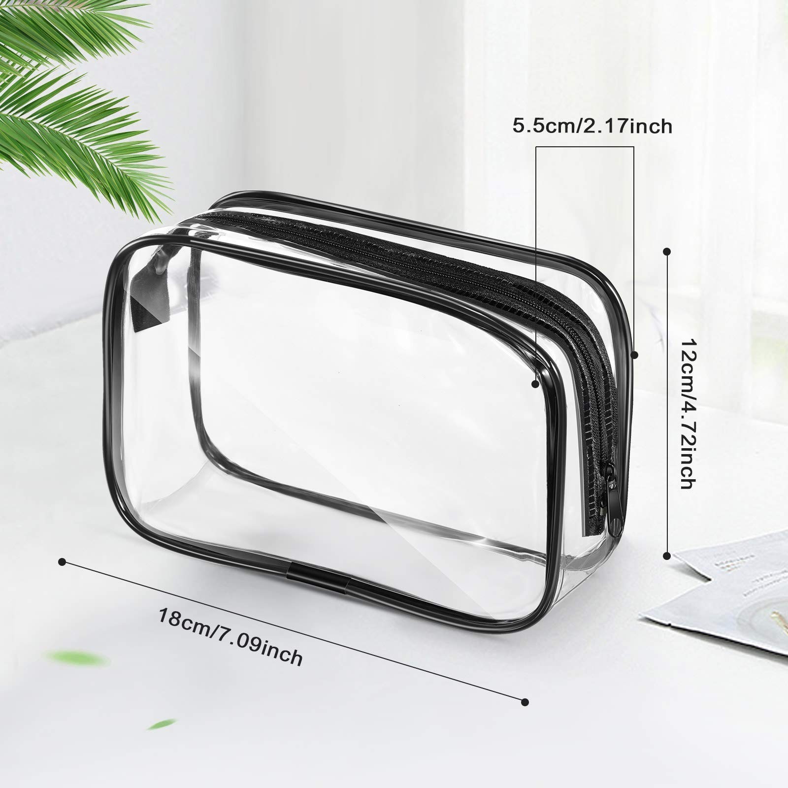 Saintrygo 18 Pack Clear Makeup Bags 7 x 5 PVC Cosmetic Bag Plastic Zippered P…