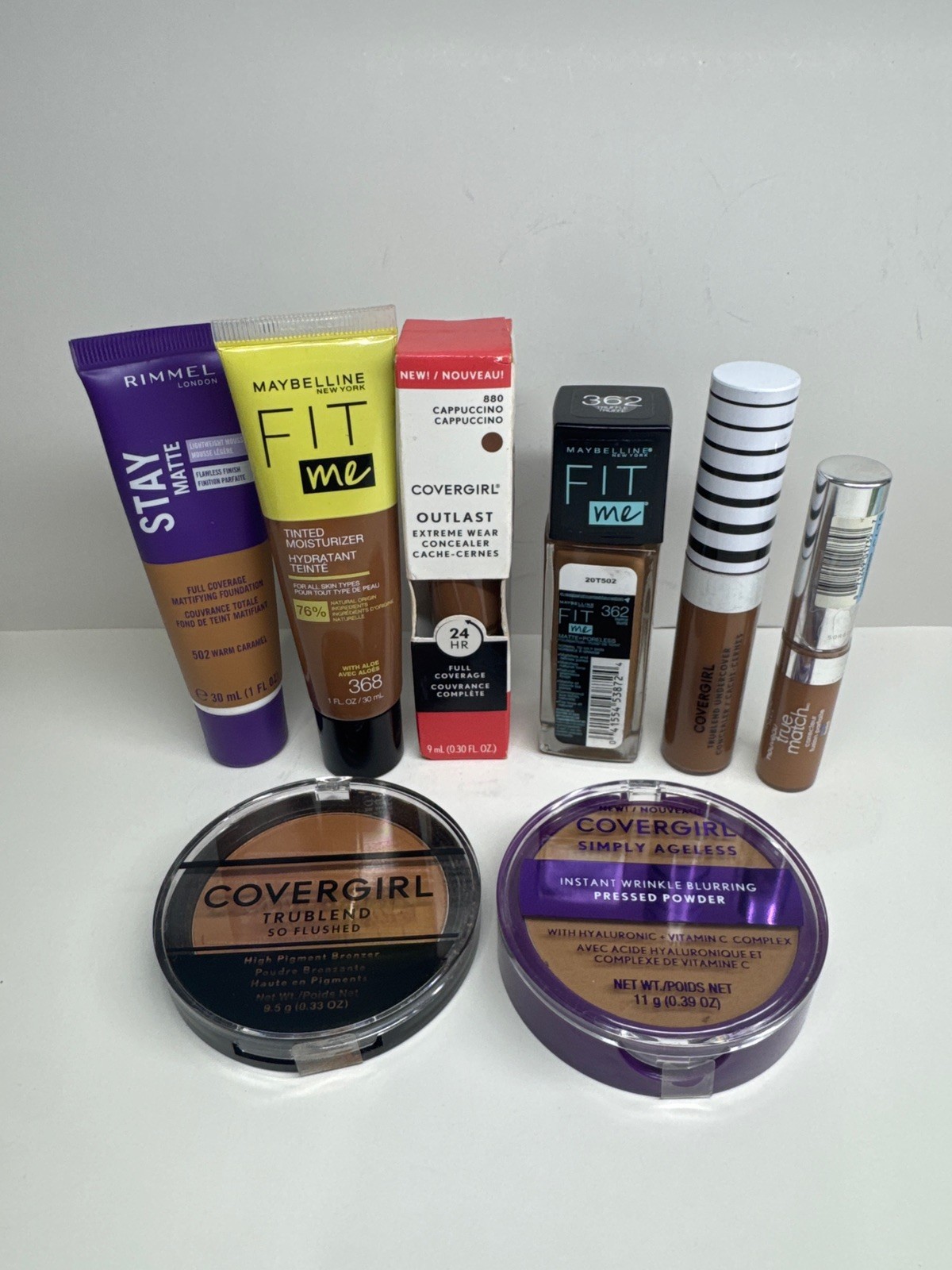 8 Makeup Lot Maybelline Fit Me Covergirl Simply Ageless Rimmel L’Oreal Deep Tan⁠