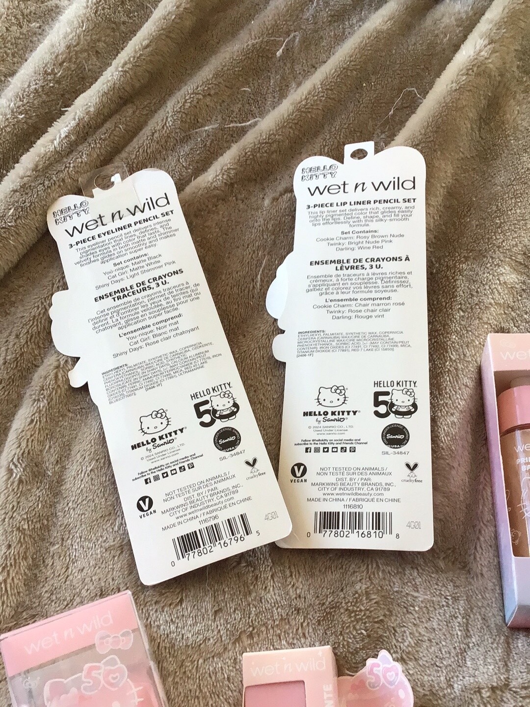 Hello Kitty Holidays 10 Pcs Set Wet n Wild Eyeliner Lip Mask Oil Primer Sponge
