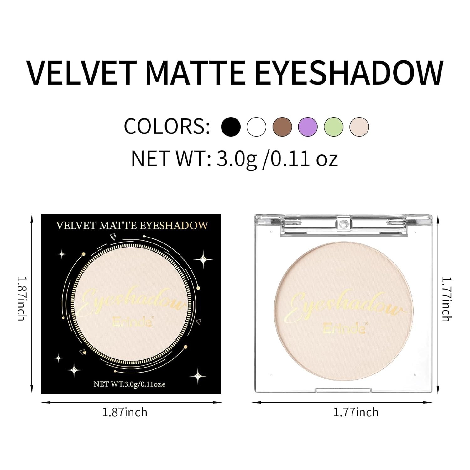 Erinde Single Beige Matte Eyeshadow Palette, Velvet Eye Shadow Compact Powder Pr
