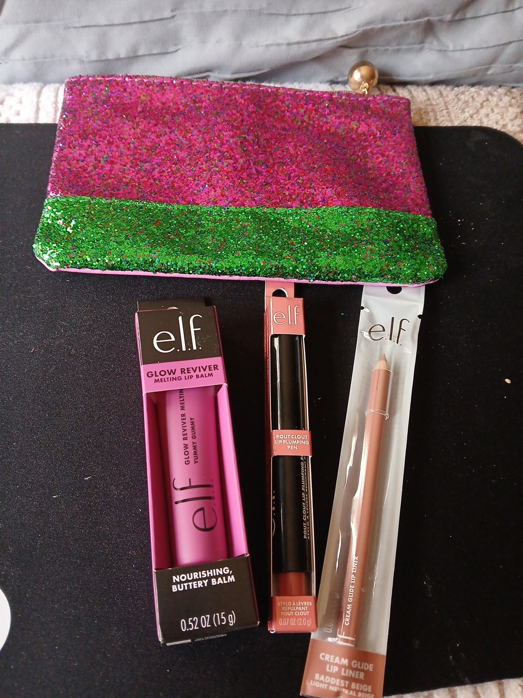 Elf Lip Bundle With Ipsy Bag Buttery Balm Lip Plumping Pen, Lip Liner NIB