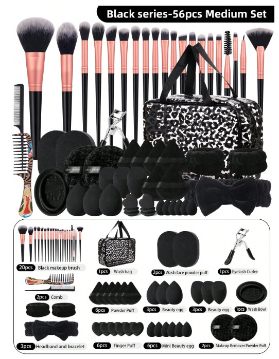 56PCS Makeup Tools Set- BLACK