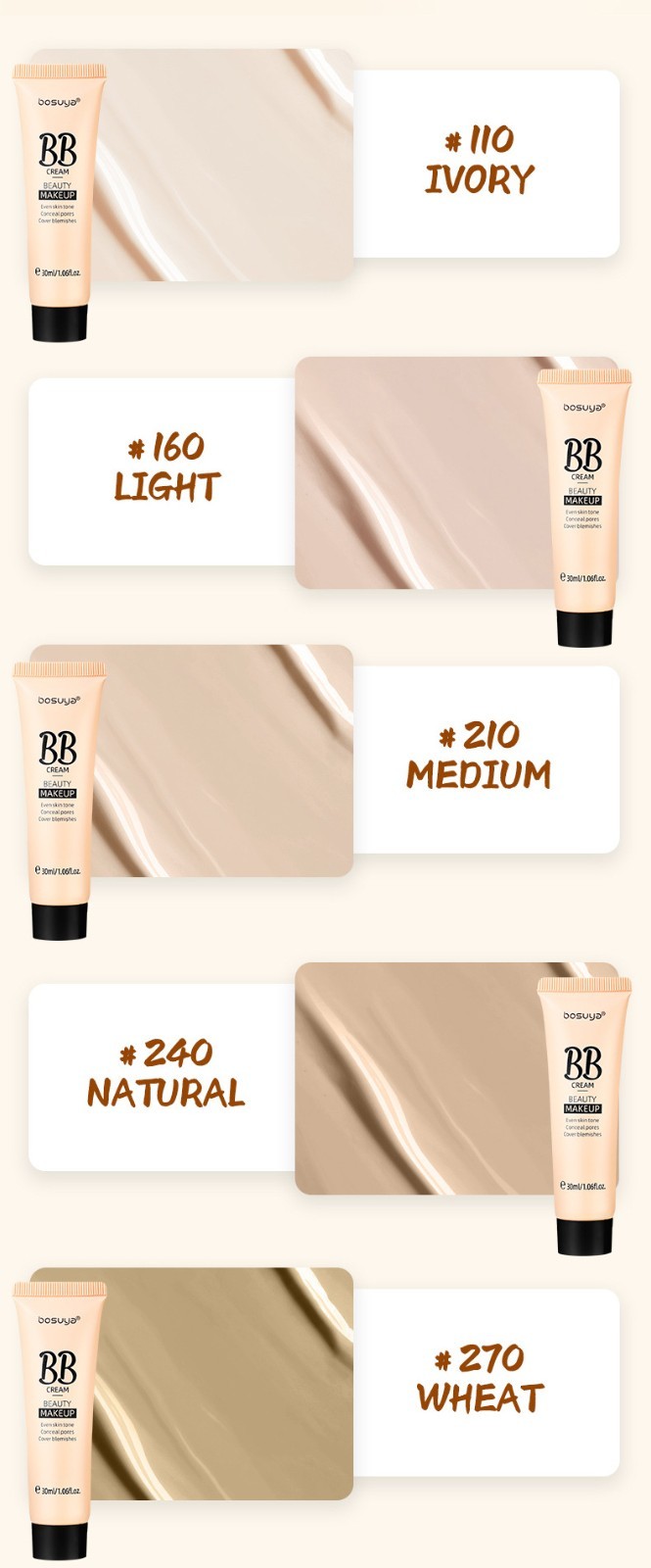 OEM Flawless Whitening Mineral BB Cream CC Concealer Foundation Brightens Skin T