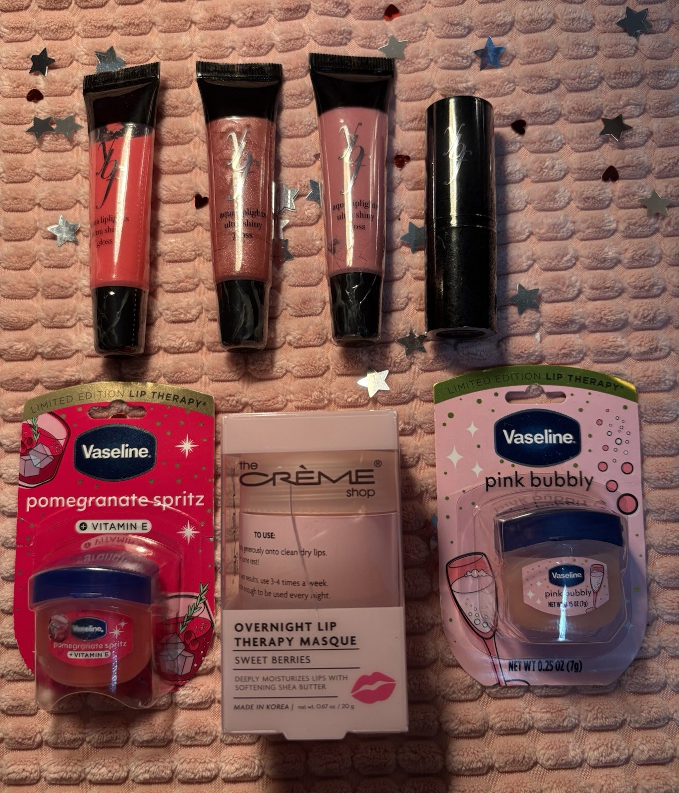 YBF Lip Gloss Set • Vaseline Lip Therapy • Crème Shop Lip Masque Beauty Bundle