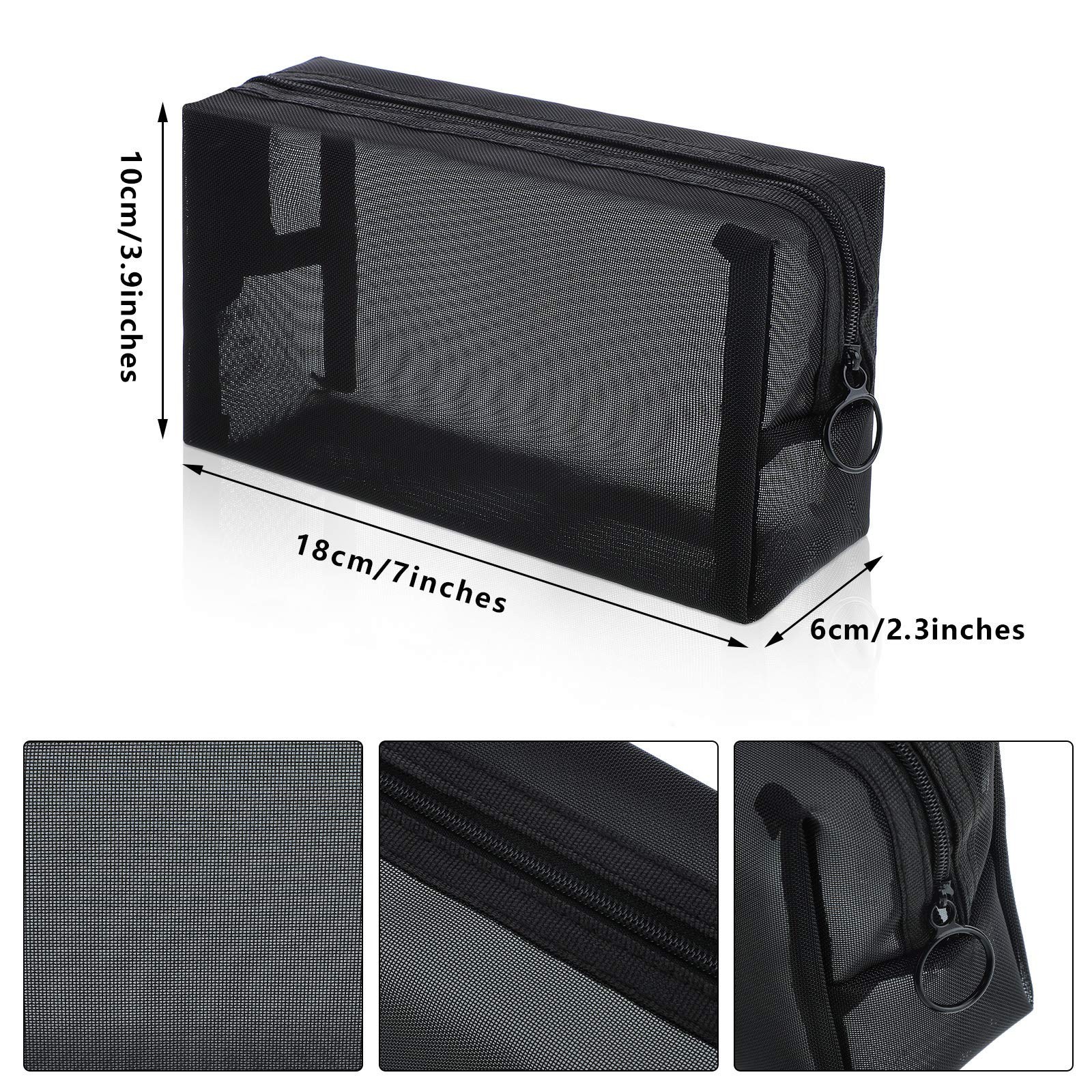 Sadnyy 5 Pieces Mesh Makeup Bag Portable Travel Cosmetic Bag Black Breathable…