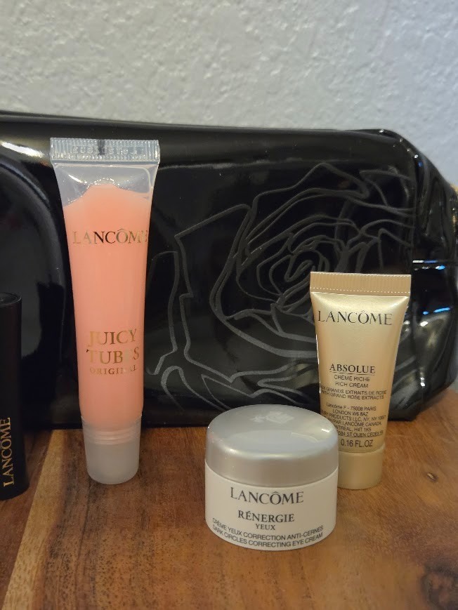 NEW Lancôme Gift Set Lot 8pc Black Rose Makeup Bag