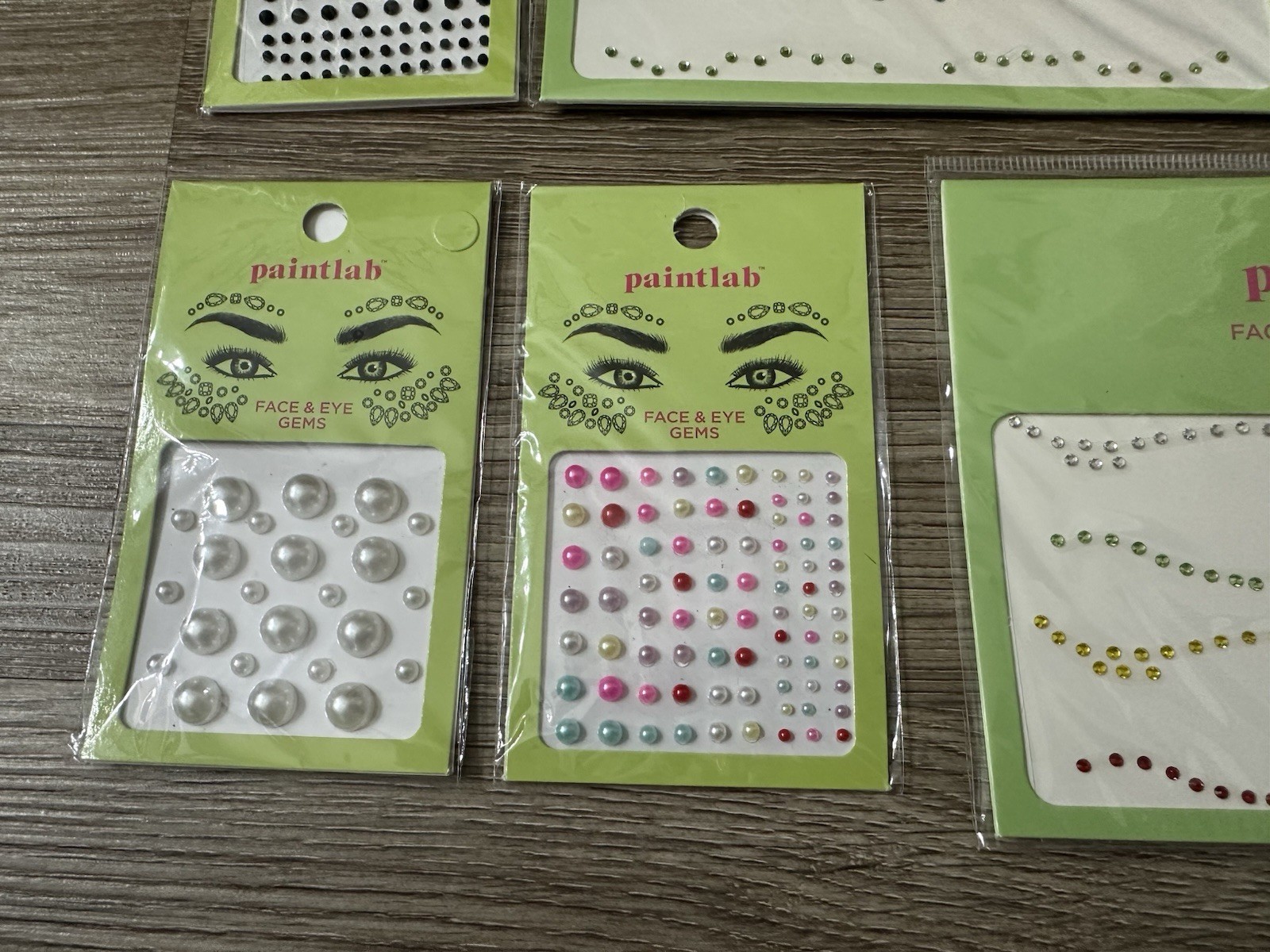 PaintLab Face & Eye Gems Self-Adhesive Makeup Crystal Rhinestones Lot Of 14 New