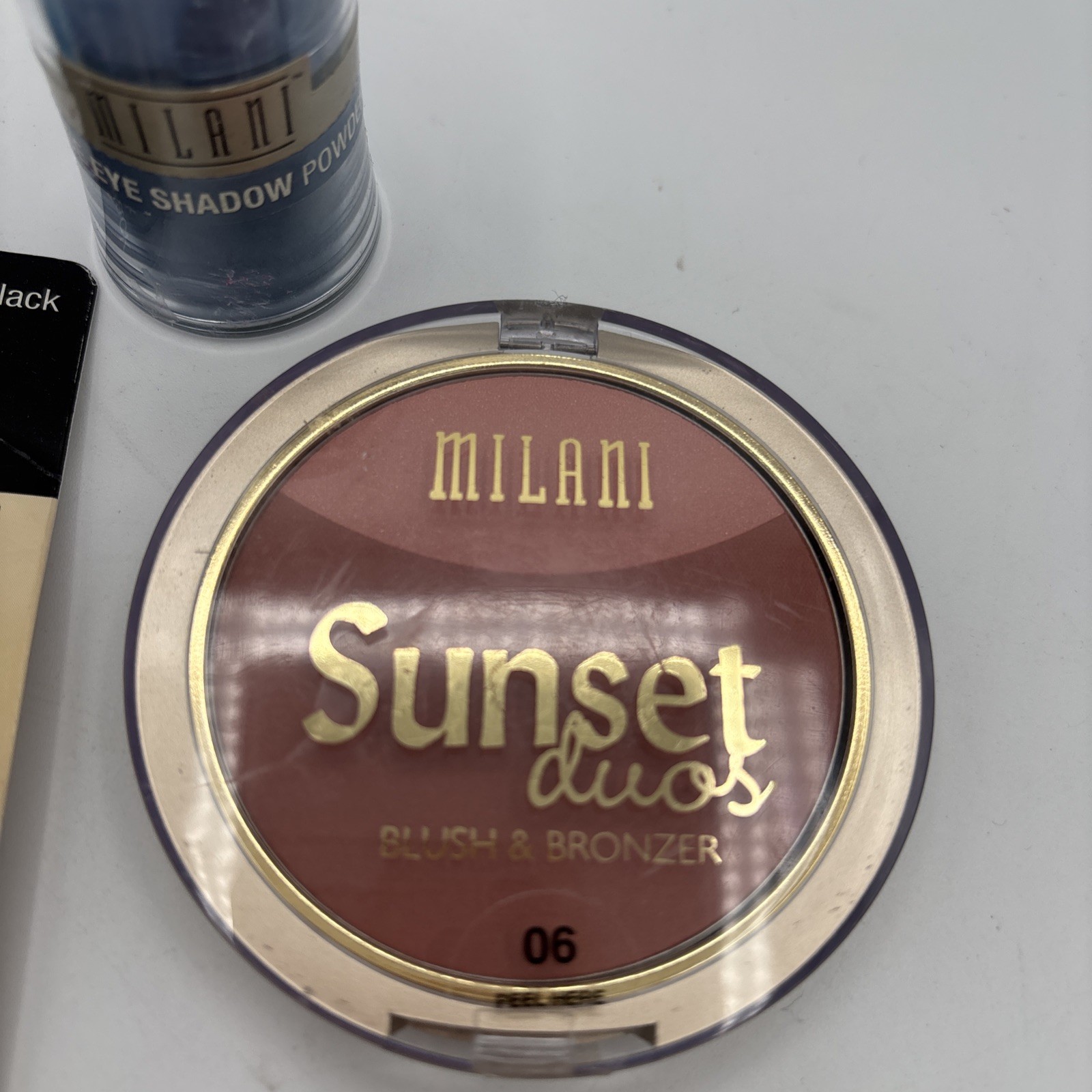 MILANI Lot 5 Eyes Shadow Blush Bronzer Purple Eye Pencil Blue Eye Shadow Powder