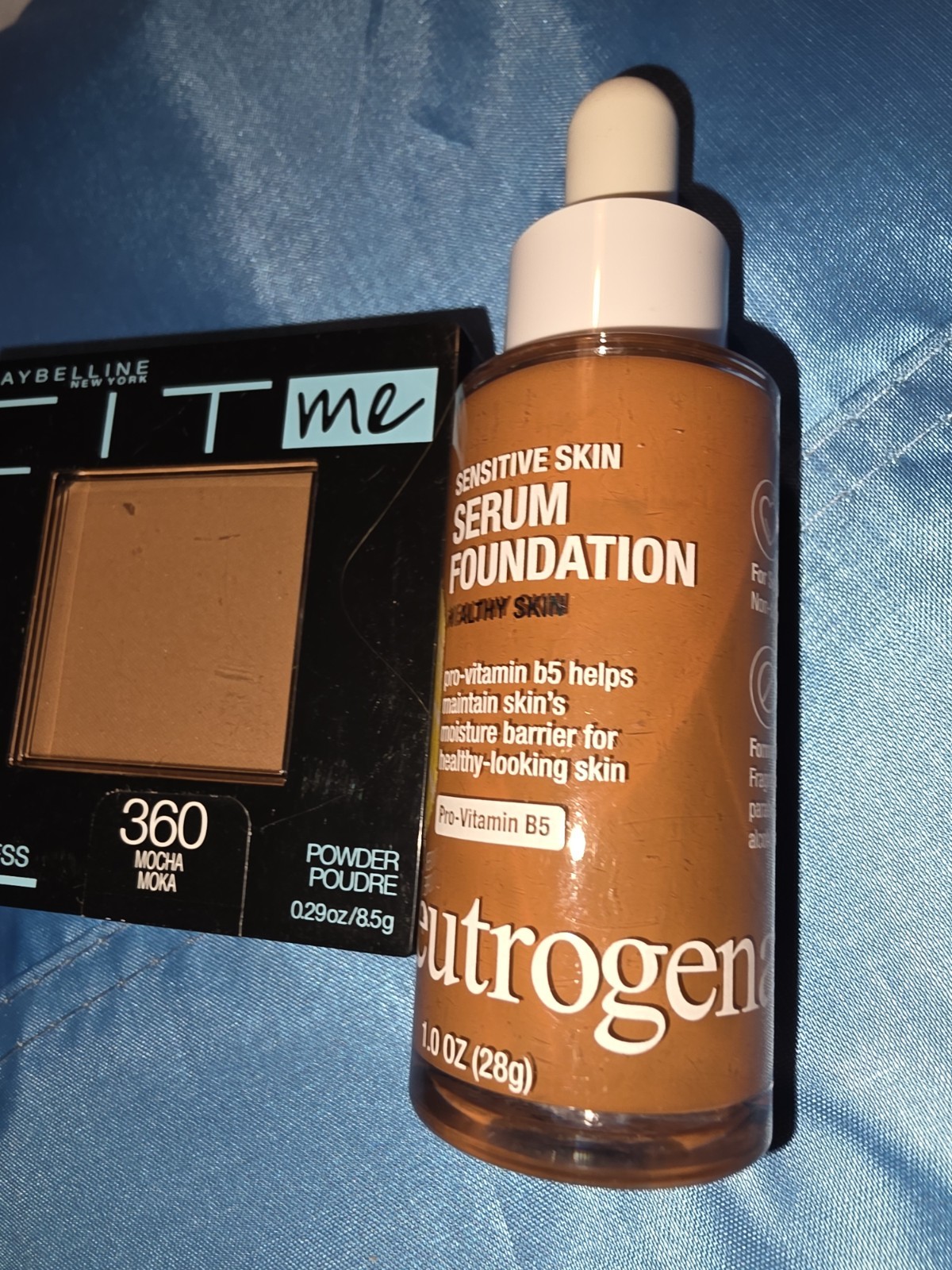 Maybelline Fit Me Matte + Poreless Powder 360 & Neutrogena Serum Foundation Deep