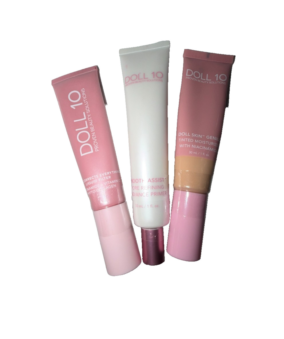NEW DOLL 10 LOT 19 pc Foundation Primer Lip Crayon Gloss Moisturizer tinted Glow