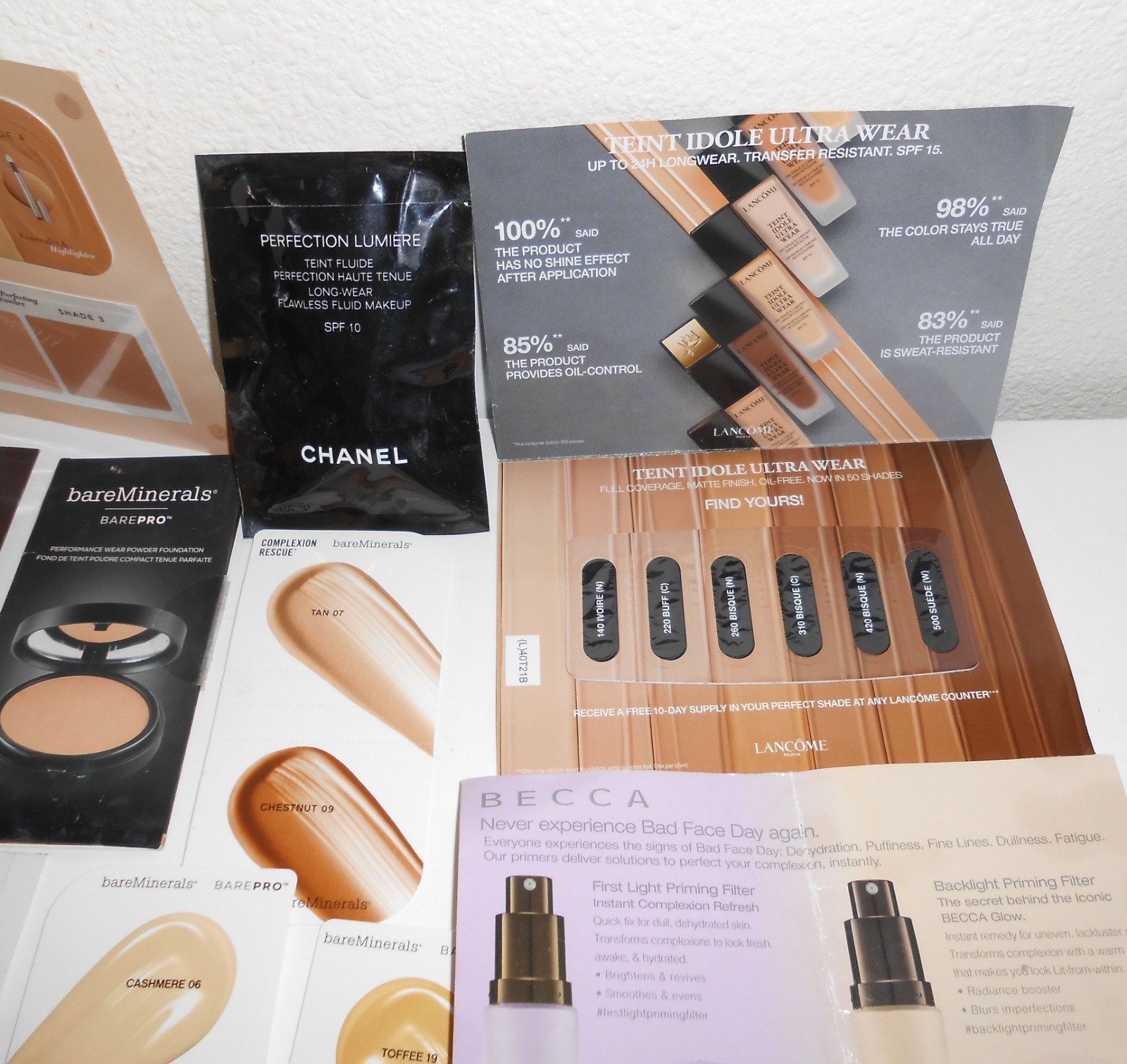 Makeup Foundation Mixed Sample Lot – Lancome, Chanel, Covergirl, Laura Mercier,