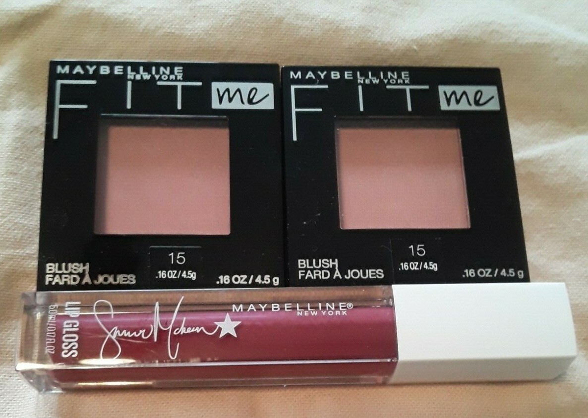 Maybelline Fit Me Blush NUDE Lip Gloss Liner Rich Tan Foundation Concealer Lot