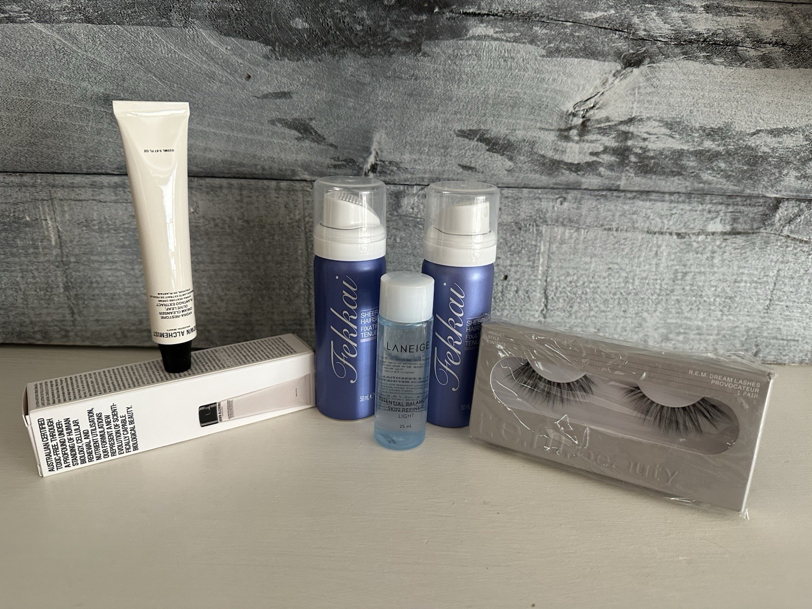 Assorted Travel Size Beauty Lot: Laneige Skin Refiner Light, False Lashes, etc.