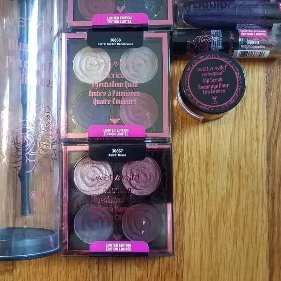 New 10 Wet N Wild Rebel Rose Brush Eyeshadow Lipstick & Scrub Limited Edition