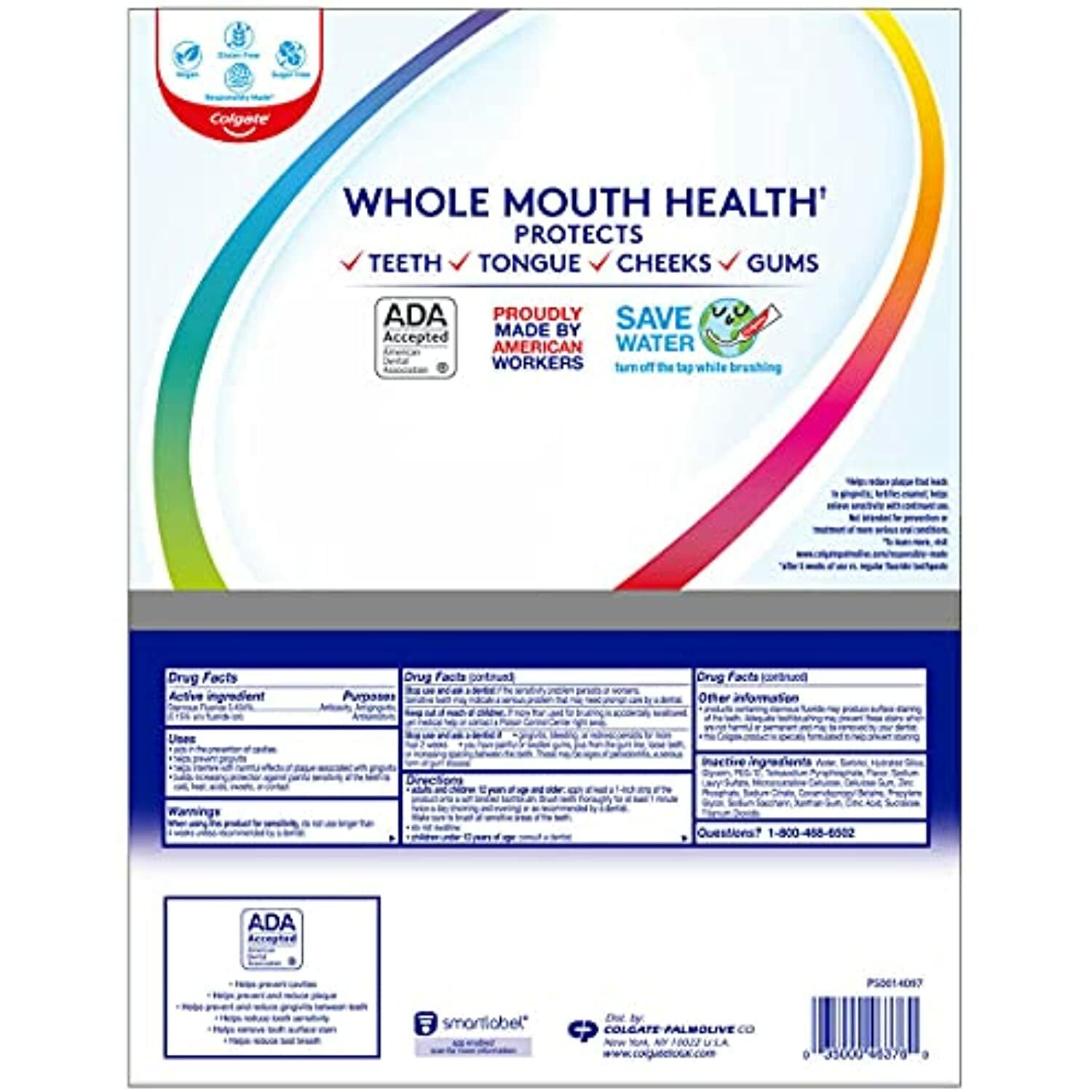 Colgate Total Advanced Whitening Toothpaste, 6.4 oz, 5-Pack | Vegan | Gluten