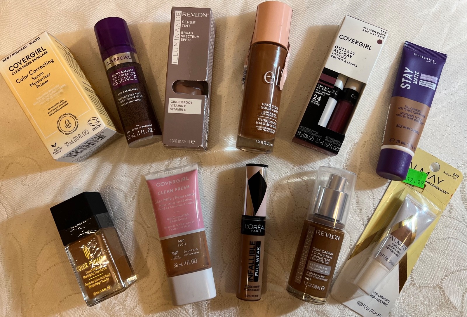 Makeup Skincare Lot 11 Medium Deep Covergirl Revlon Elf L’Oréal Foundation Lip