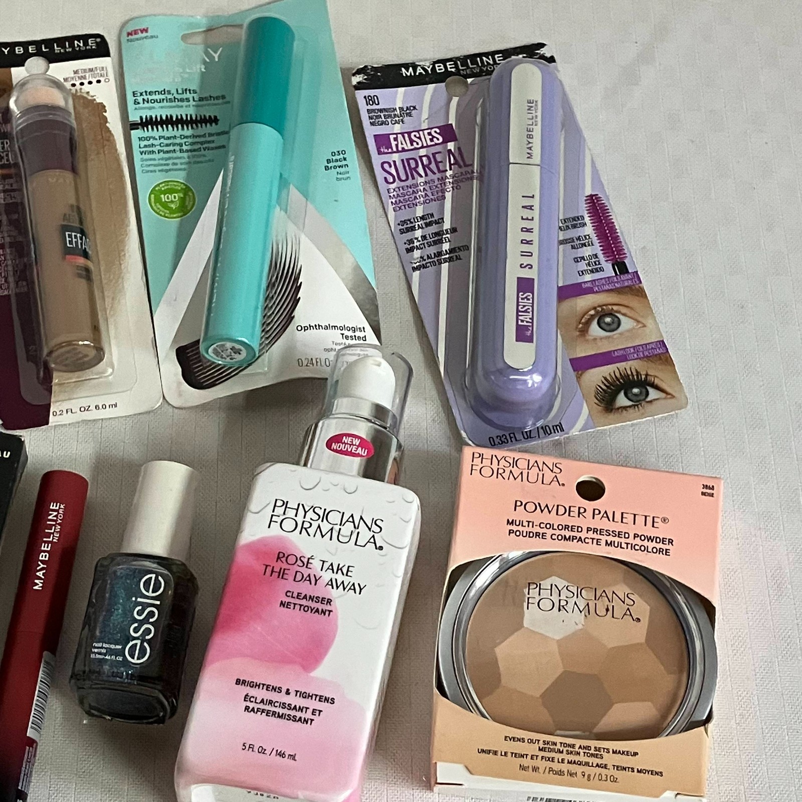 Maybelline Almay Milani Essie PF Concealer Mascara 10 Set Drugstore Makeup Kit