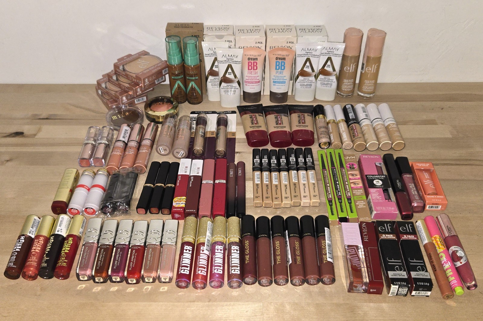 100 Pc Mixed Makeup Wholesale Lot – Revlon Elf Maybelline L’Oreal Milani Nyx