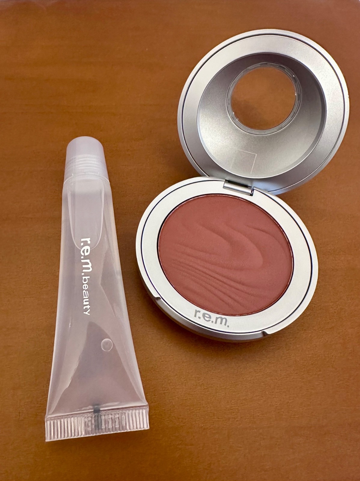 REM Beauty Blush & Lip Gloss Set NEW w BOX Jupiter Moon + Clear Plumping Gloss